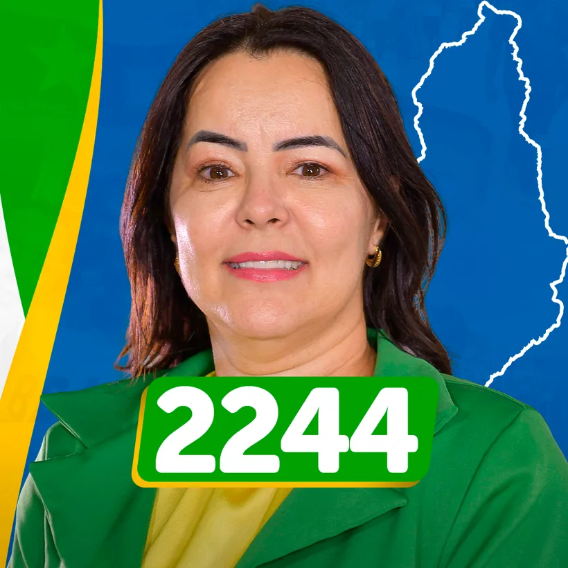 Peça oficial da campanha de Socorro Medeiros com o número 2244 e o contorno do estado do Piauí.